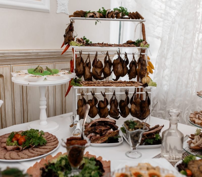 Meat on the catering table on the event